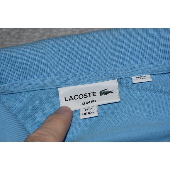Lacoste Golf Polo Shirt Mens Size US 2XL FR 7 SLIM Fitting Cotton Blue - Picture 4 of 5